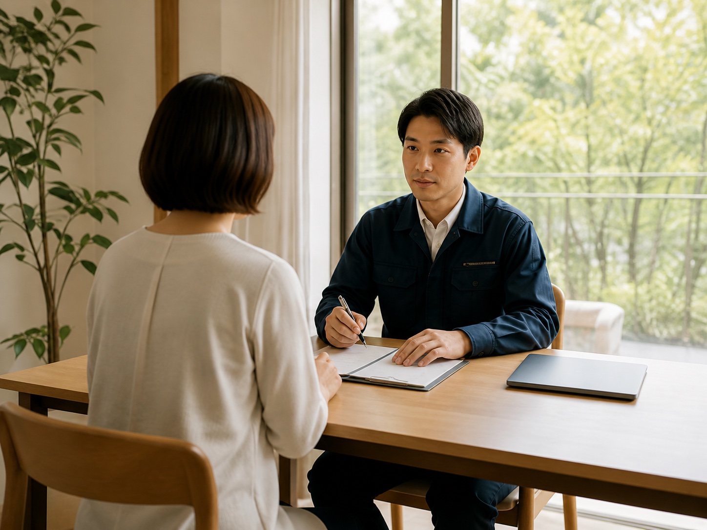 現地の状況と品物を丁寧に確認する担当者