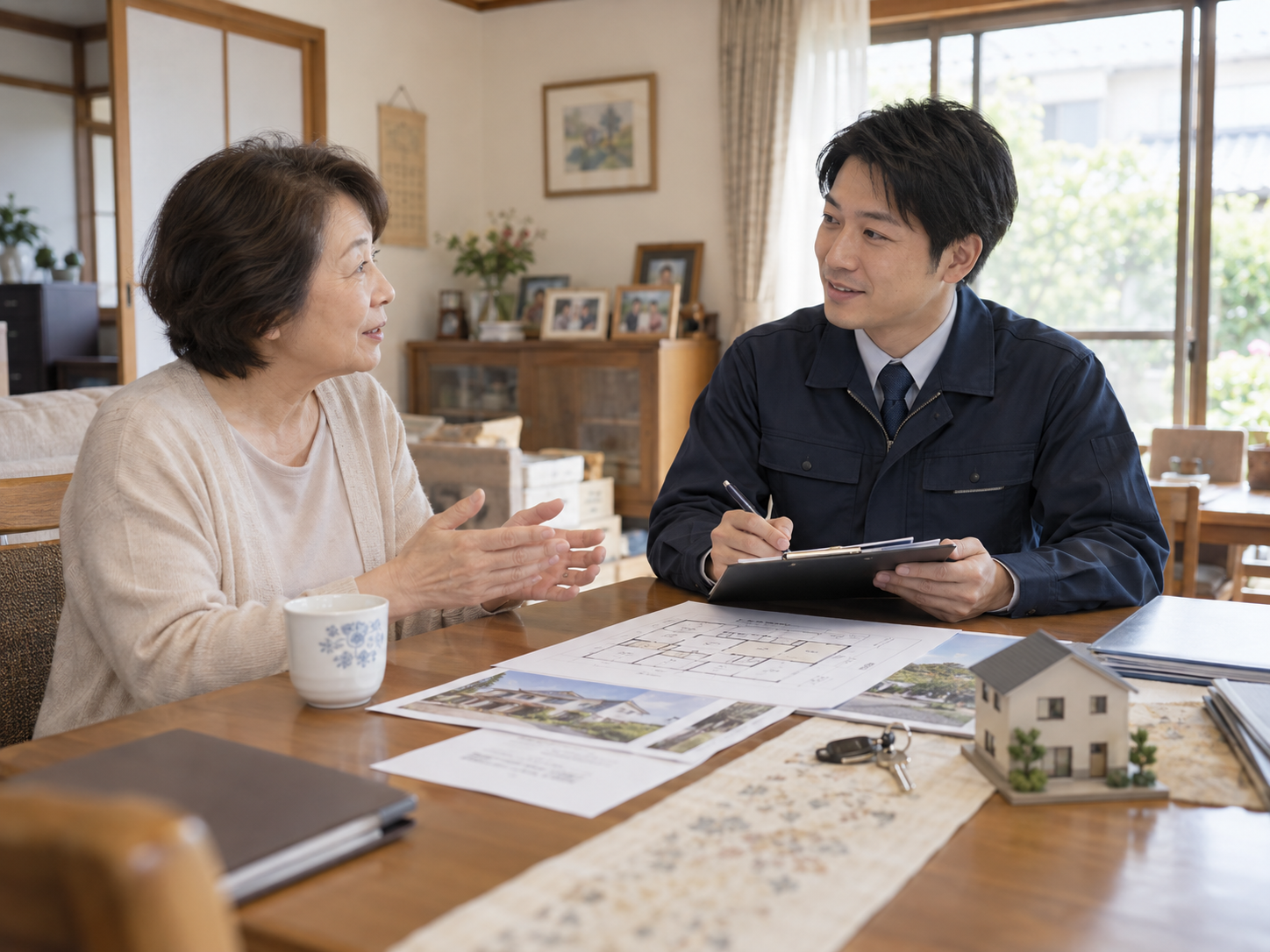 ご実家の今後についてお客様の希望を丁寧に伺う担当者
